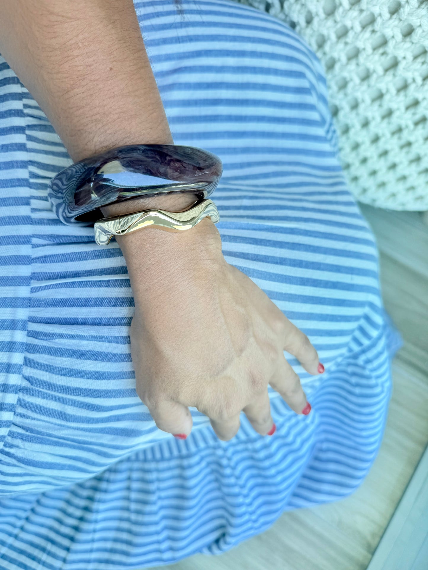 Brown Resin and Steel Bangel