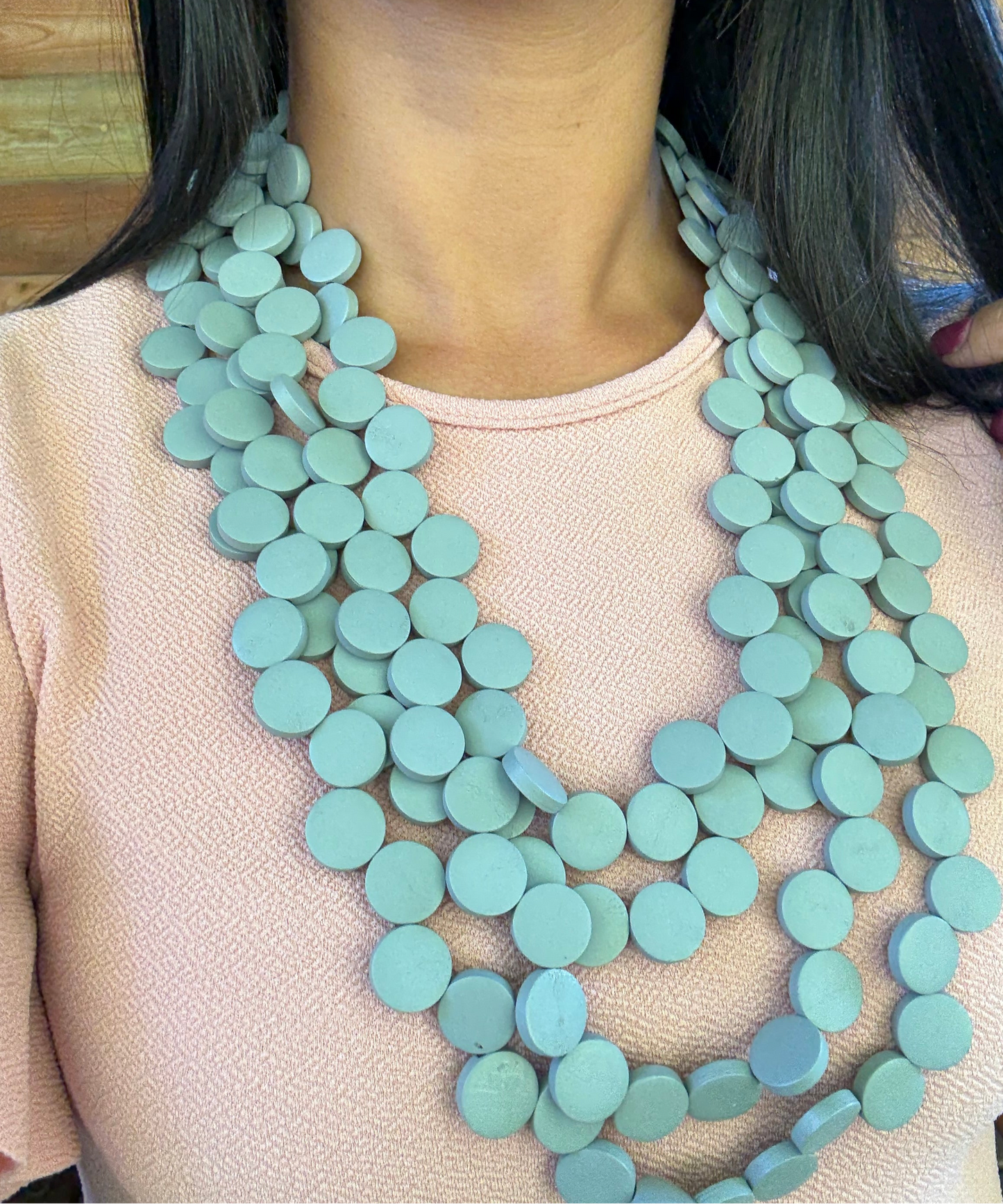 Boho Gray Wooden Necklace