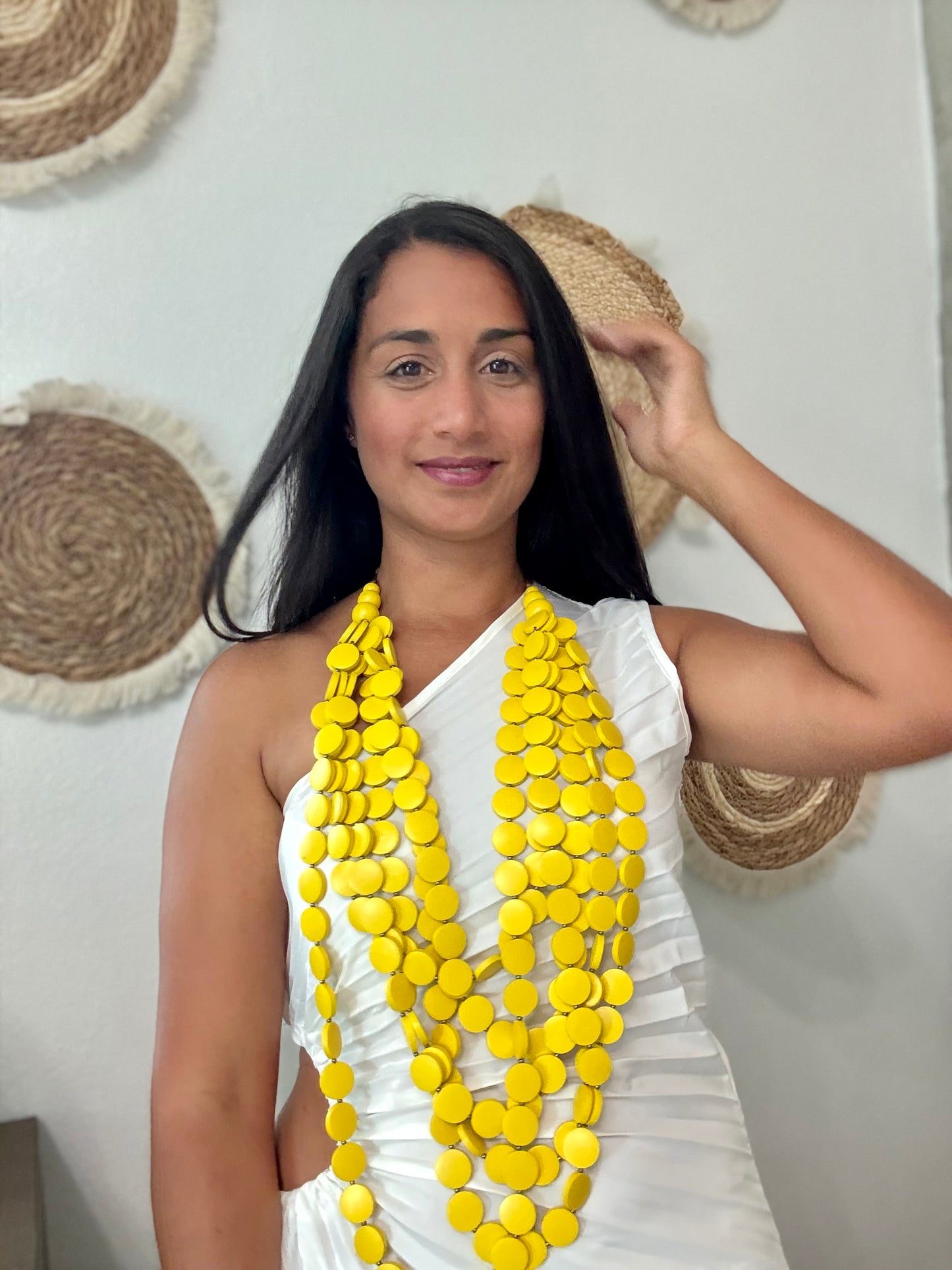 Boho Yellow Wooden Necklace