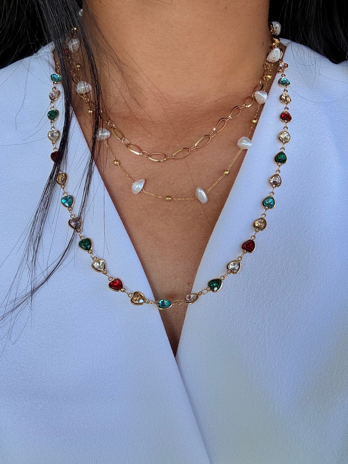 Leonor Heart Pearl Layering Necklace