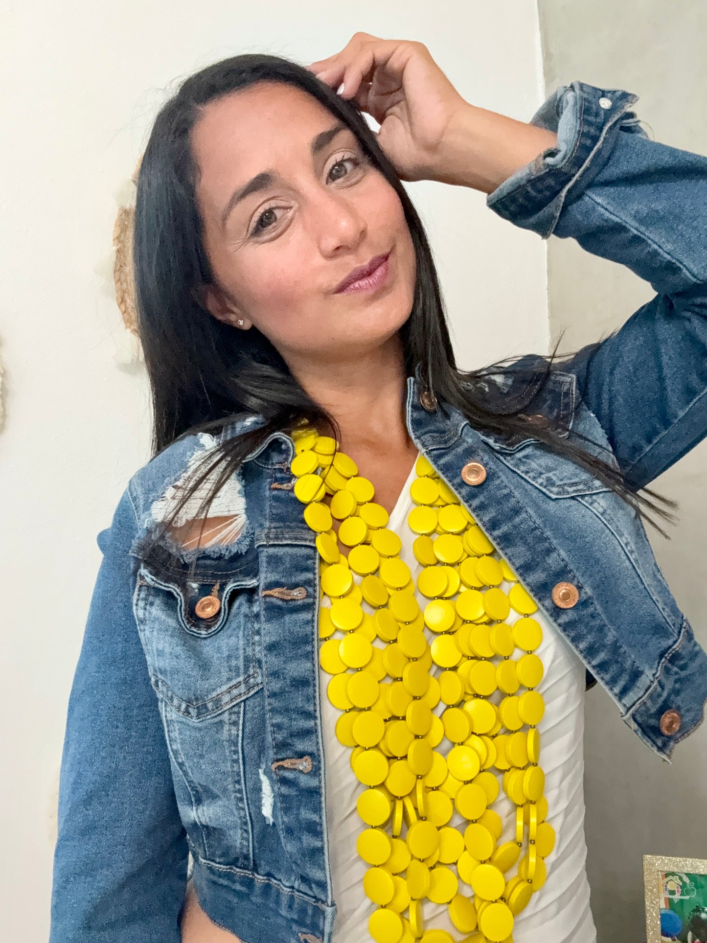 Boho Yellow Wooden Necklace