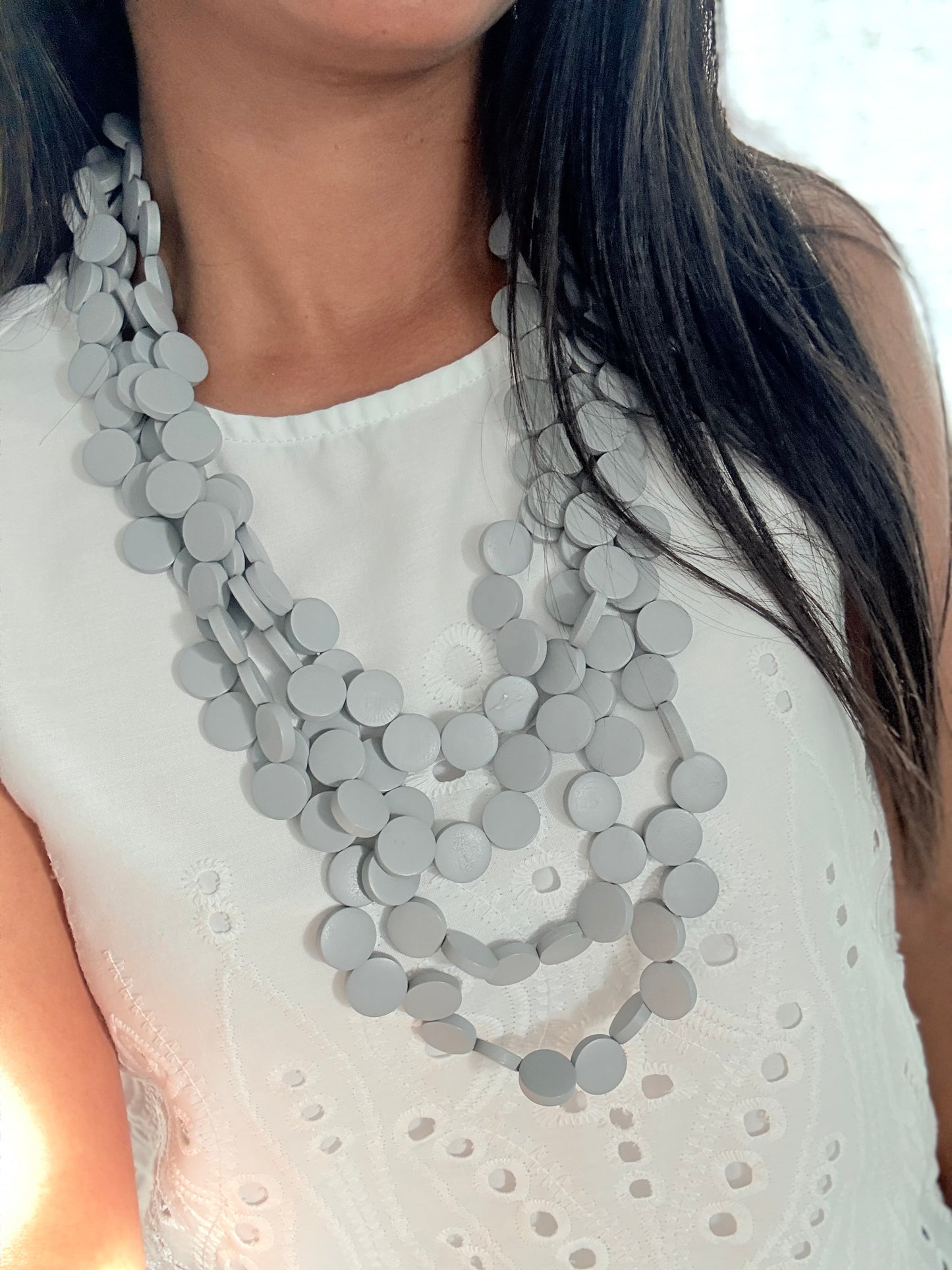 Boho Gray Wooden Necklace