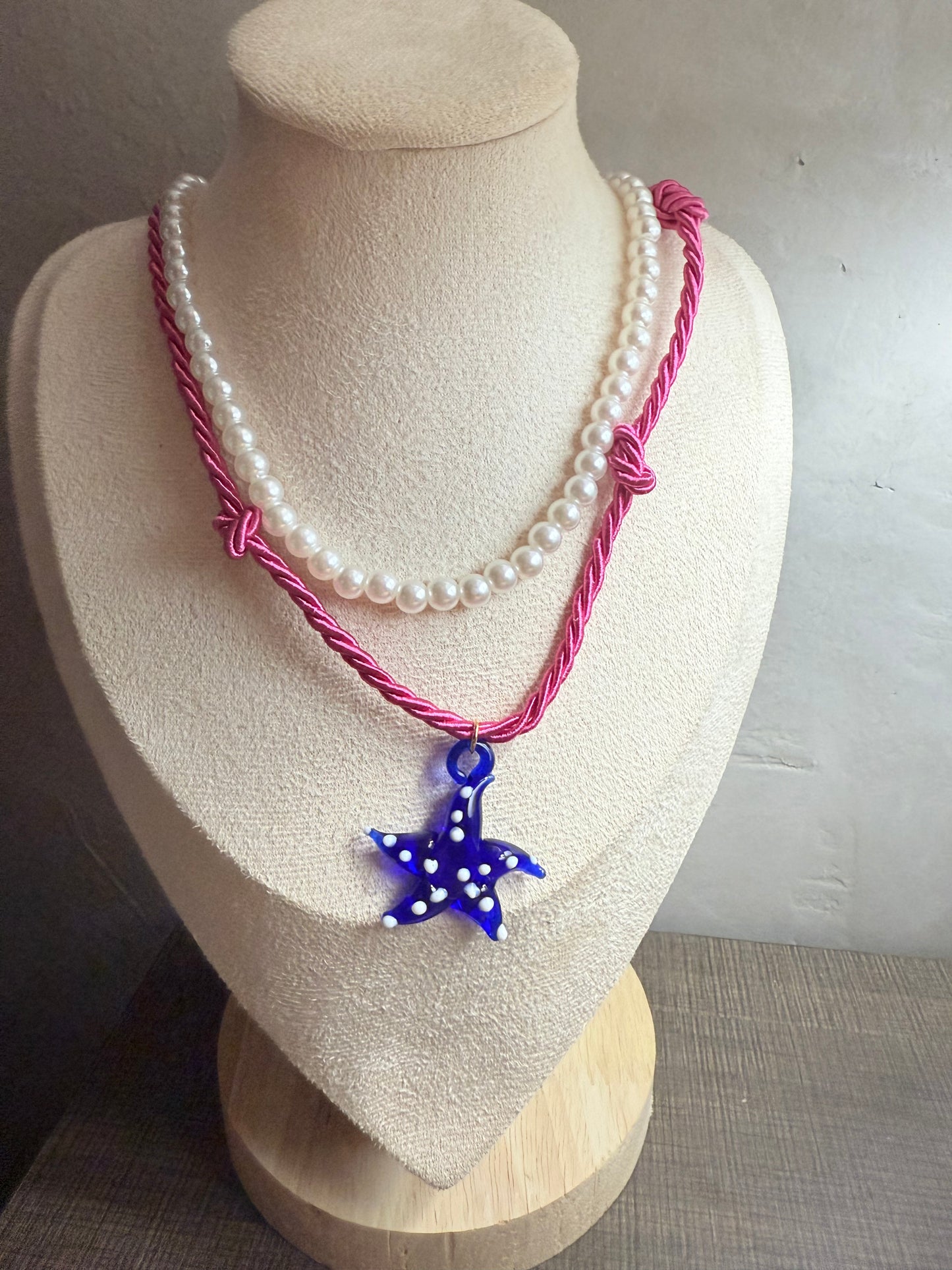 Crystal Star Pearl Necklace