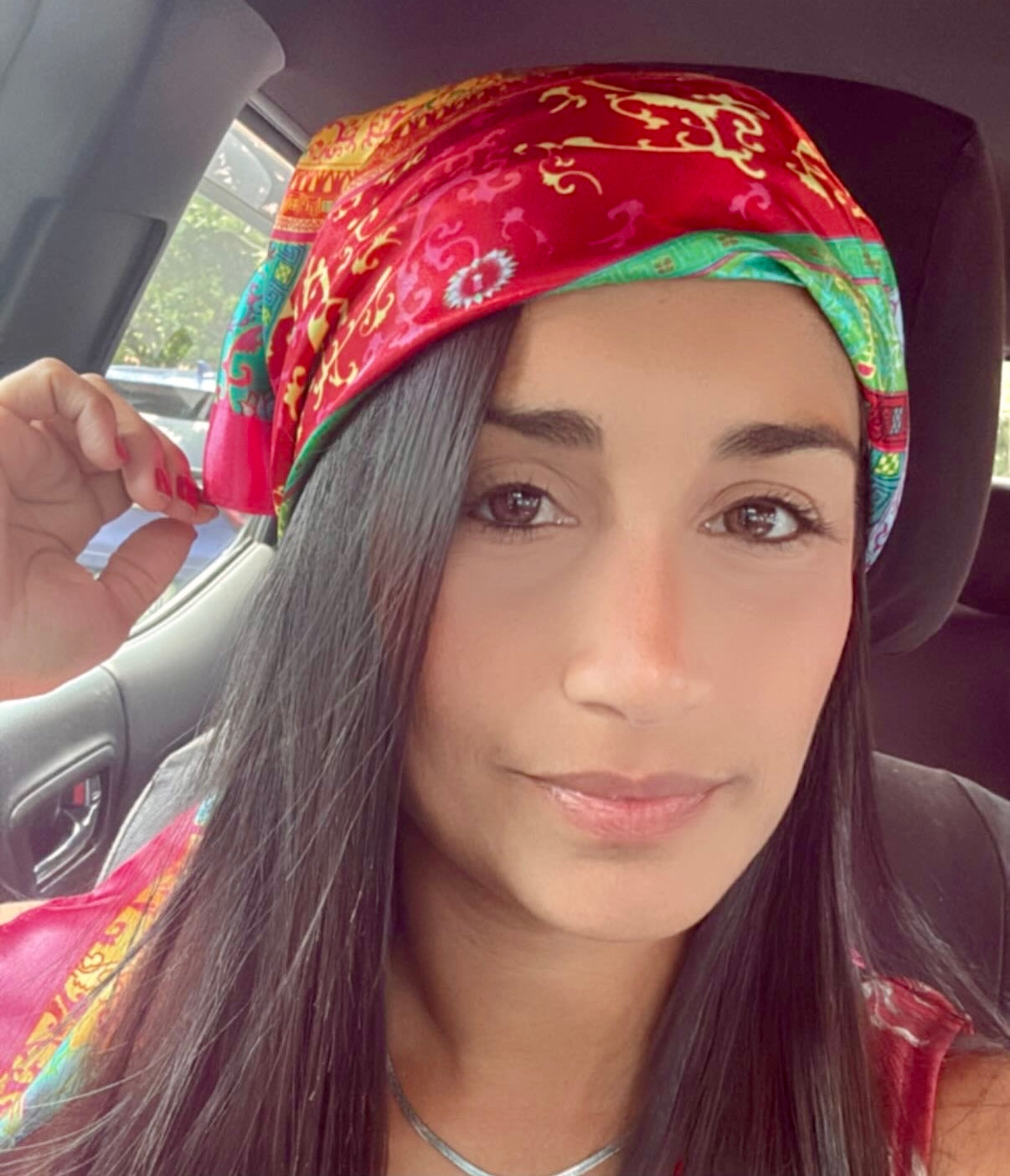 Tropical Orange Satin Scarf
