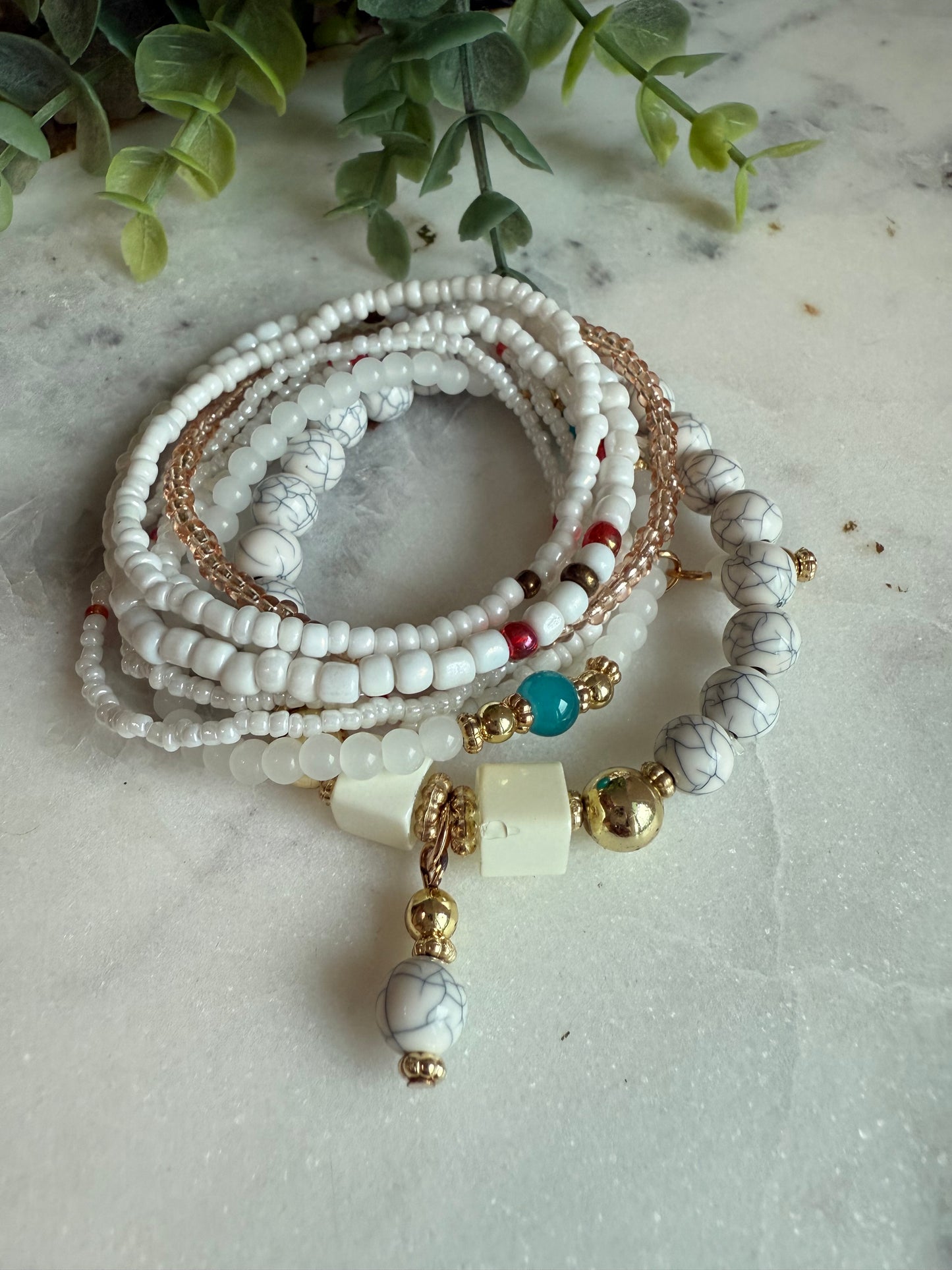 White Boho Bracelet Set