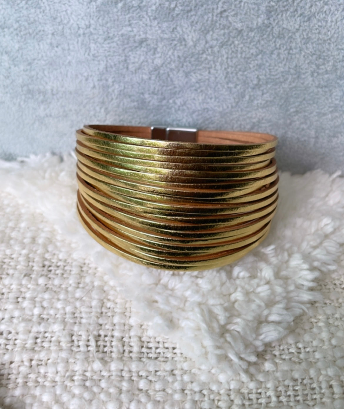 Gold Leather Bracelet