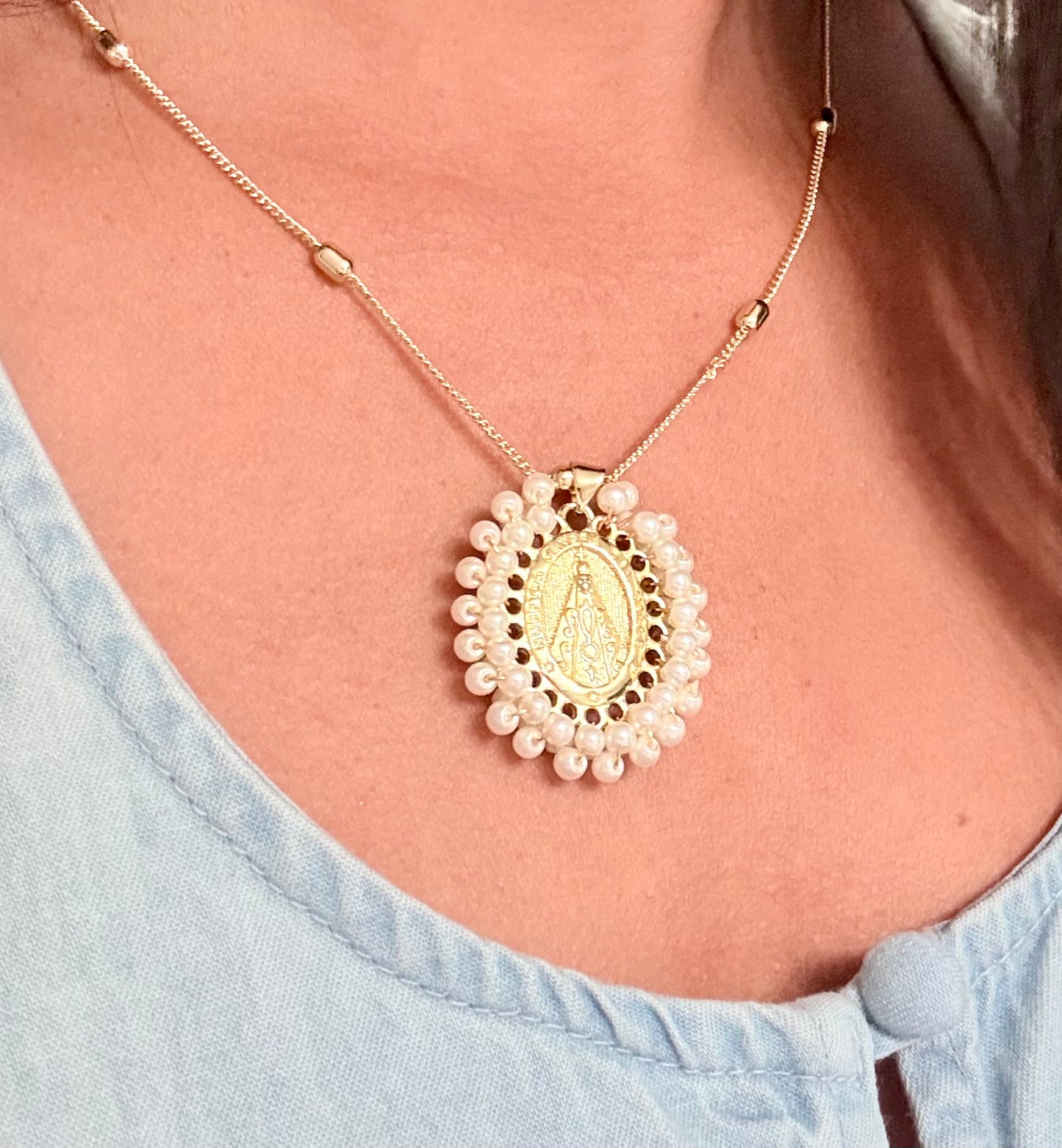 Virgencita Perla Necklace