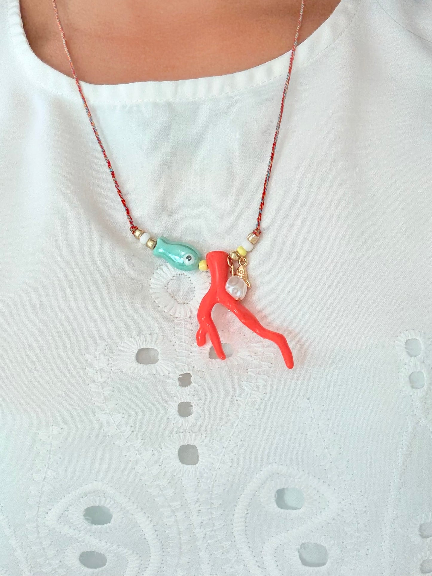 Fishi Coral Pearl Necklace