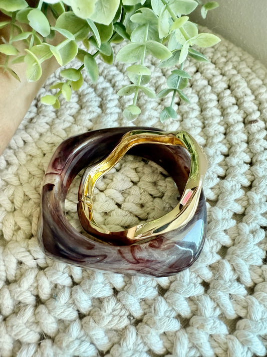 Brown Resin and Steel Bangel