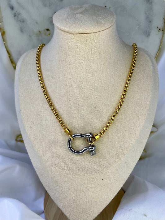 Two tone Horseshoe Necklace Gold Chain