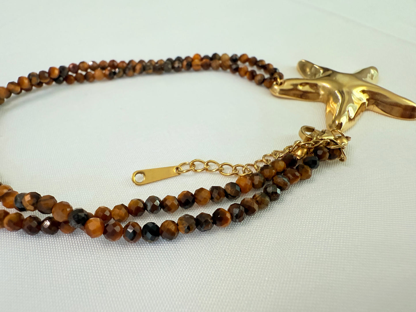 Bold Star Necklace  Natural Tiger Stone