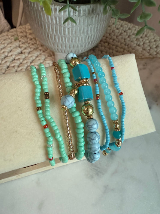 Lake Blue /Green Boho Bracelet Set