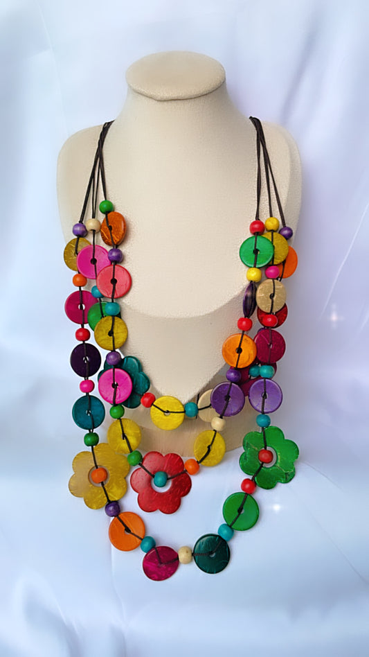 Flowers Wood Necklace