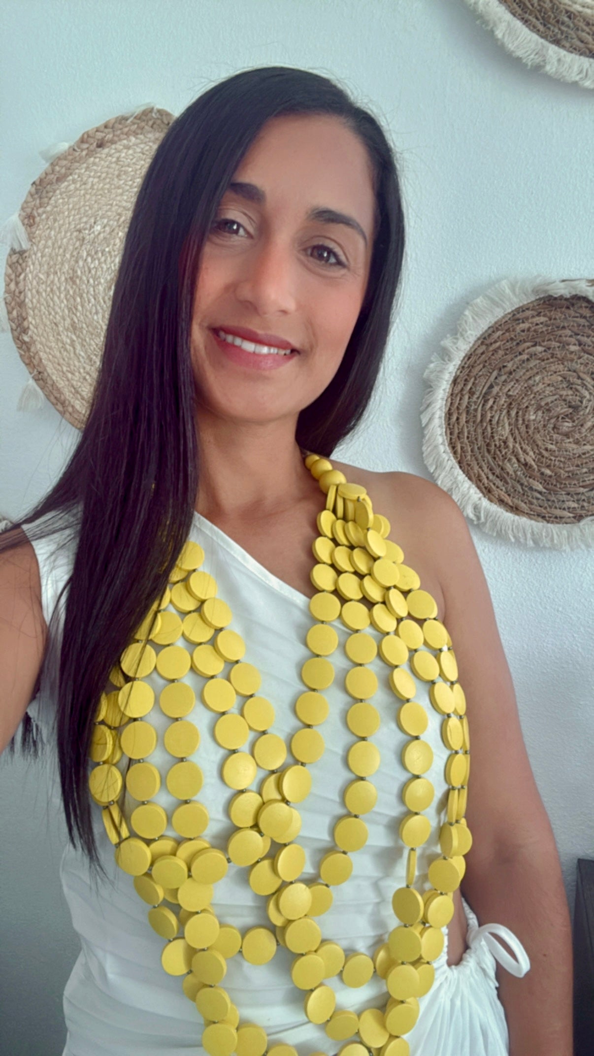Boho Yellow Wooden Necklace