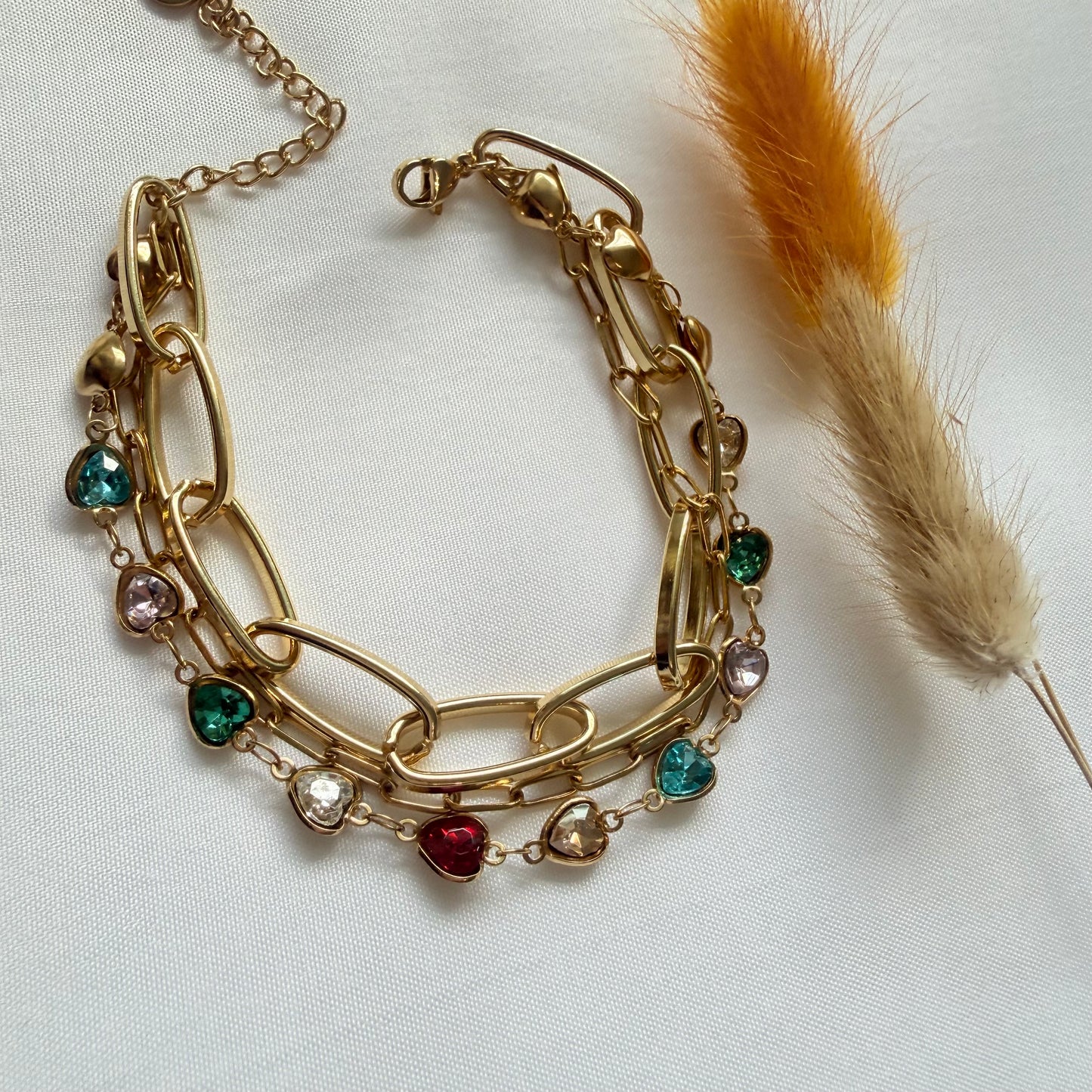 Set Leonor Heart Pearl Layering Necklace with Bracelet