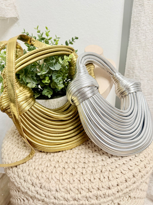 Knotted Clutch Shoulder Bag Silver/Gold