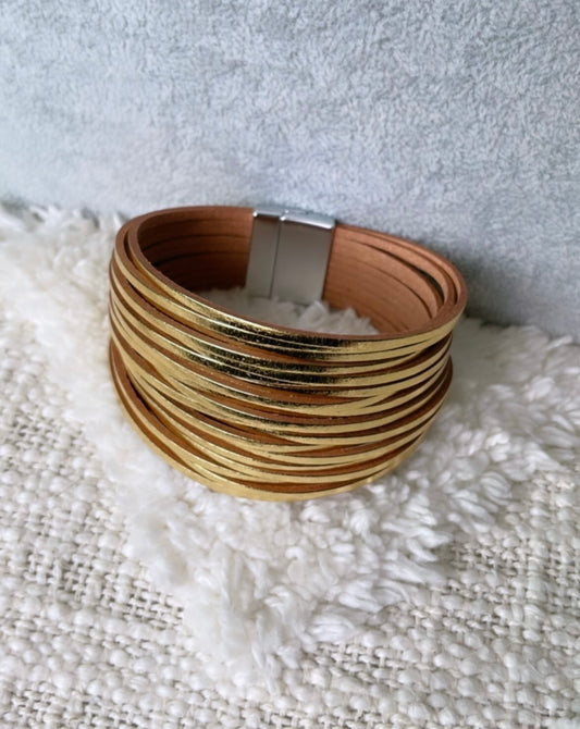 Gold Leather Bracelet