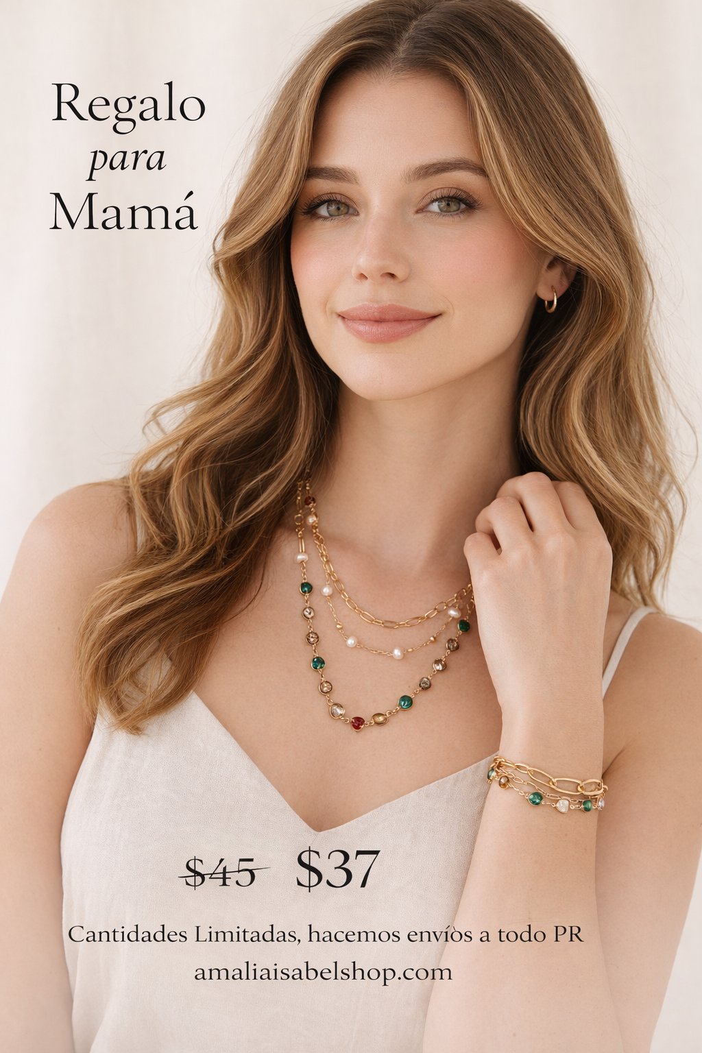 Set Leonor Heart Pearl Layering Necklace with Bracelet