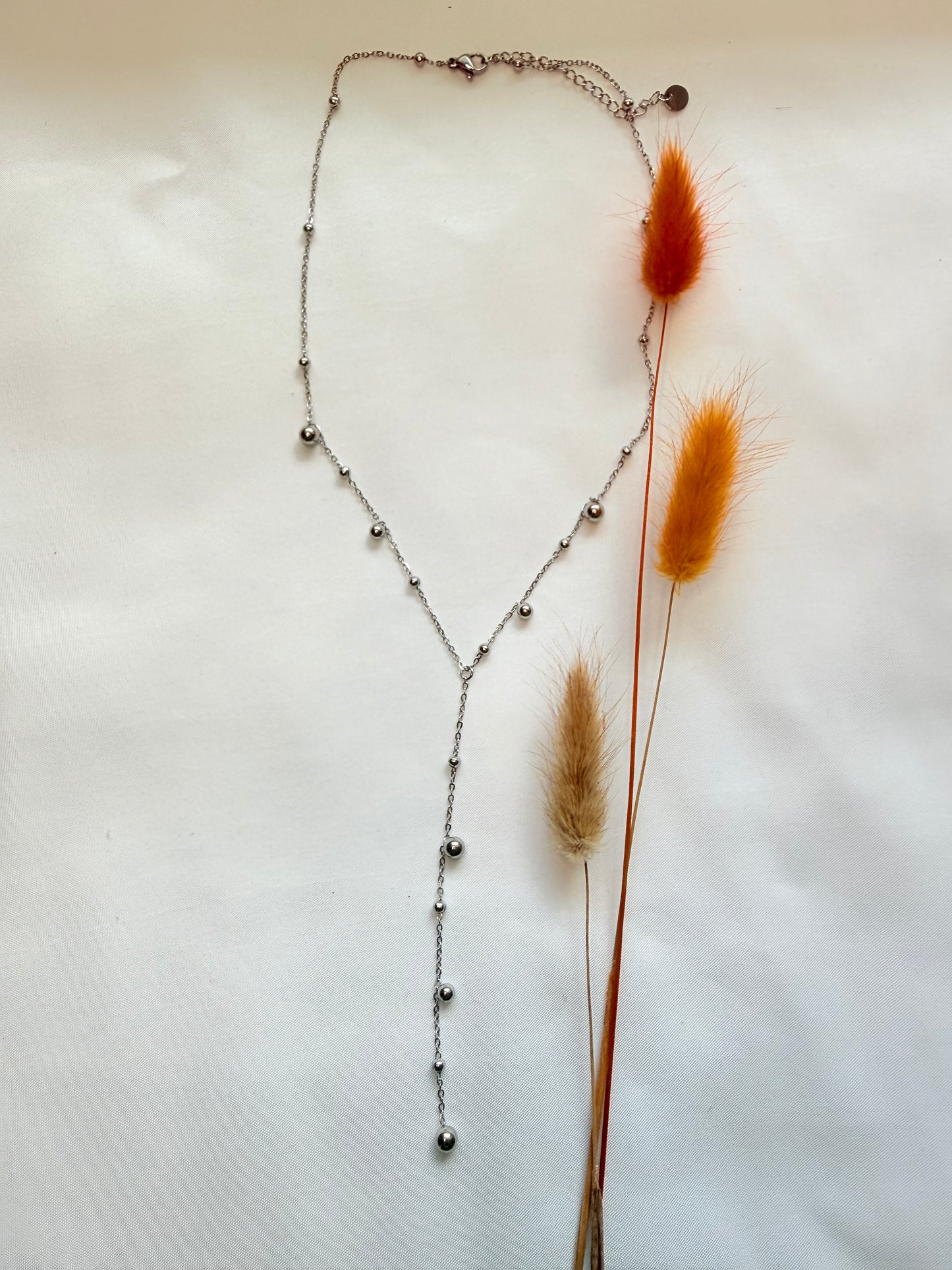 Lariat gold and Silver Necklace