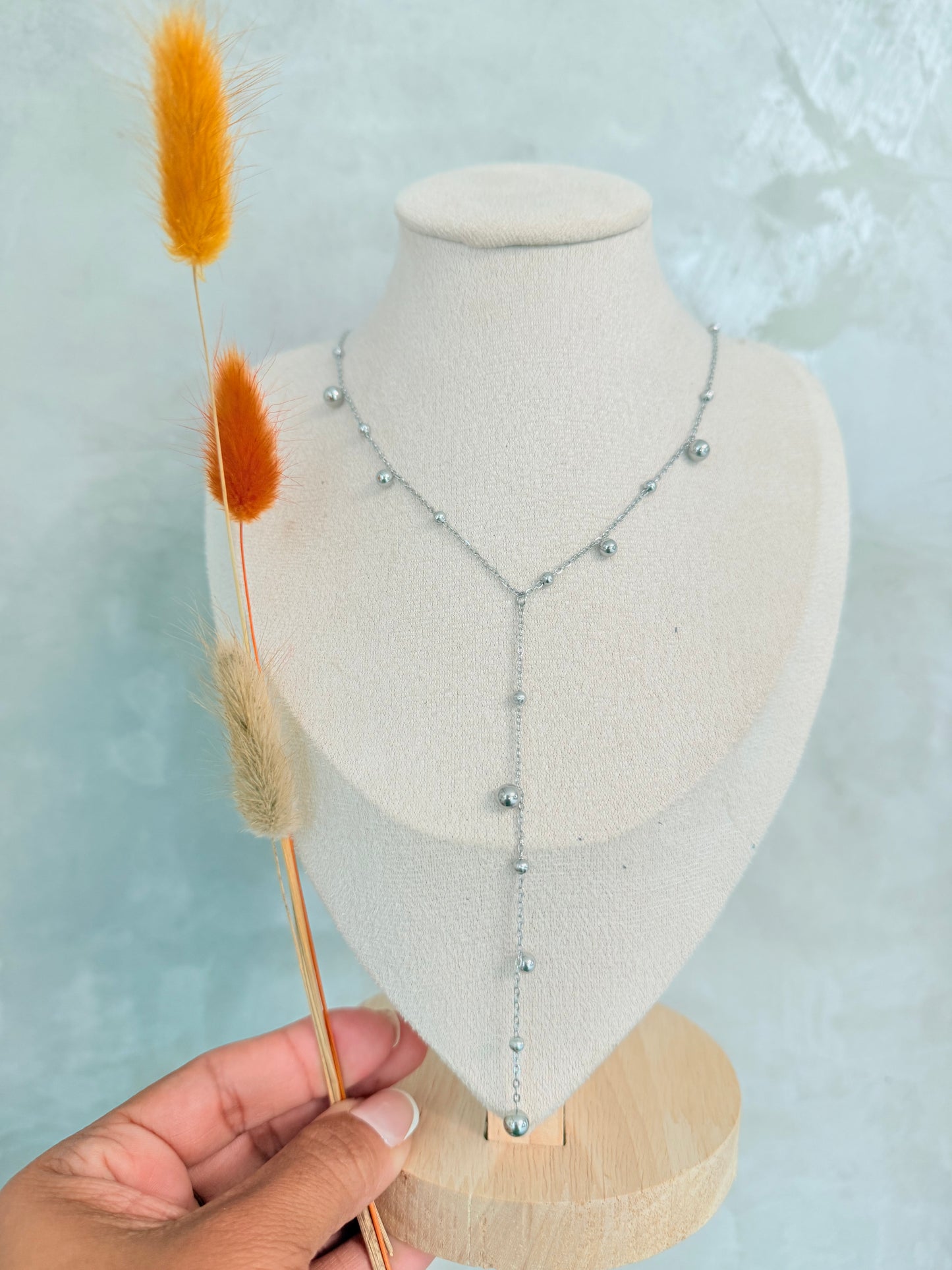 Lariat gold and Silver Necklace